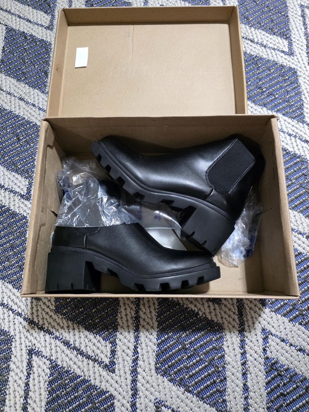 Steve Madden Black Chunky Lug Chelsea Booties